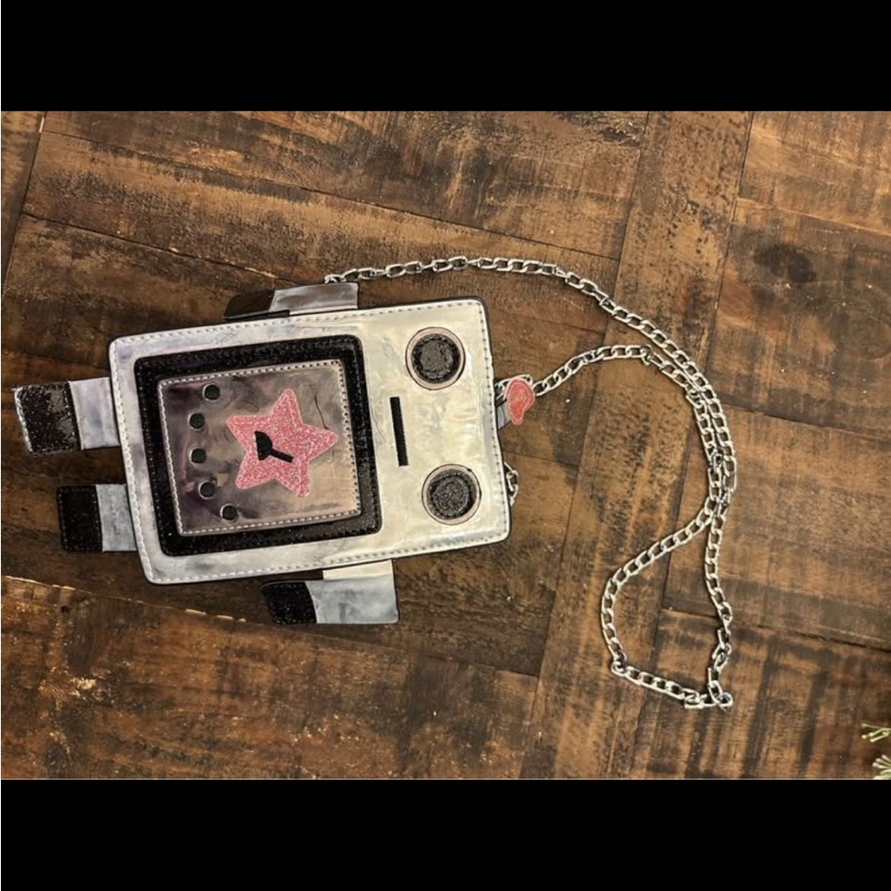 Silver Robot Crossbody Bag